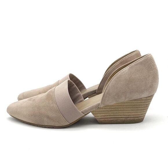 Eileen Fisher Hilly Wedge d'Orsay Pump in Earth Beige Taupe Suede Women’s Size 9 - Picture 5 of 16